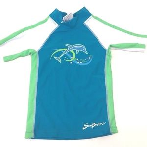 SunBusters Baby Girls Teal/Lime Green Short Sleeve